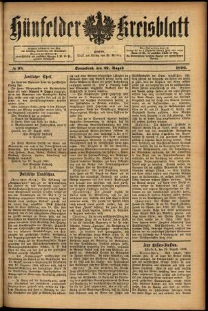 Ausgabe vom Samstag, den 29. August 1896.