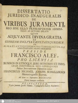 Dissertatio Juridico-Inauguralis De Viribus Juramenti Reo Sine Ullo Praesumptionis Adminiculo Ab Actore Delati