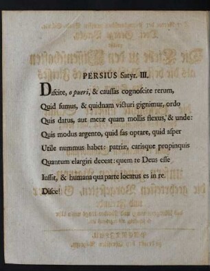 Persius Satyr. III.
