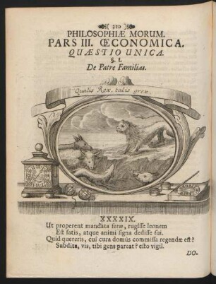 Morum Philosophiae Pars Tertia Oeconomica