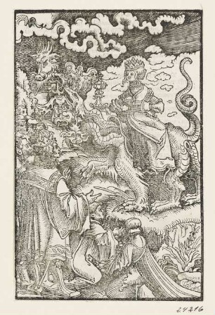 Babylonische Hure, aus: Martin Luther, "Das newe testament deutzsch", Wittenberg 1524, ohne Paginierung [17. Kapitel Offenbarung]