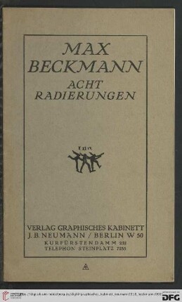 Max Beckmann, acht Radierungen