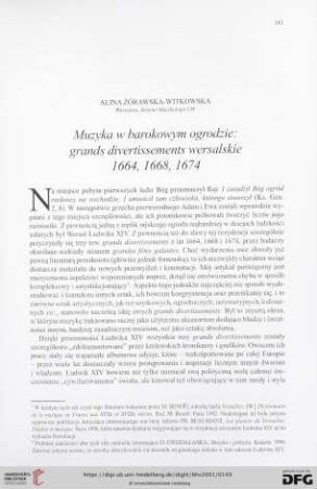 Muzyka w barokowym ogrodzie: grands divertissements wersalskie 1664, 1668, 1674