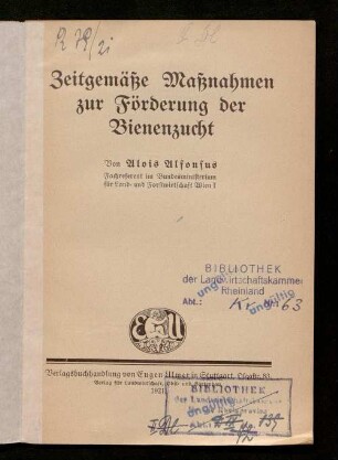 Zeitgemäße Maßnahmen zur Förderung der Bienenzucht