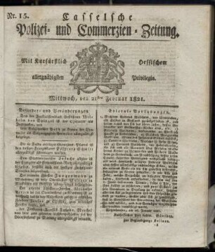 Nr. 15, Mittwoch den 21sten Februar. 1821
