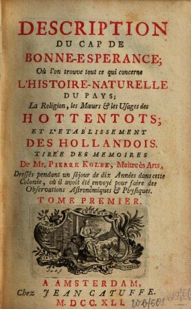 Déscription du cap de Bonne-Espérance, 1