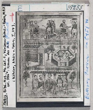 Paris, Bibliothèque Nationale: MS lat. 1, Vivianbibel, fol. 386v, Paulusbild, Bekehrung Pauli