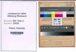 Entnazifizierung Charlotte Peters, geb. 25.08.1920 (Verkaeuferin)