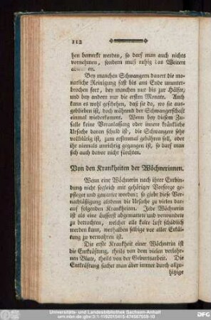 Von den Krankheiten der Wöchnerinnen.