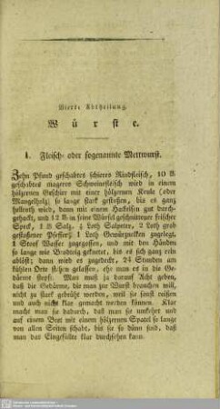 Vierte Abtheilung. Würste