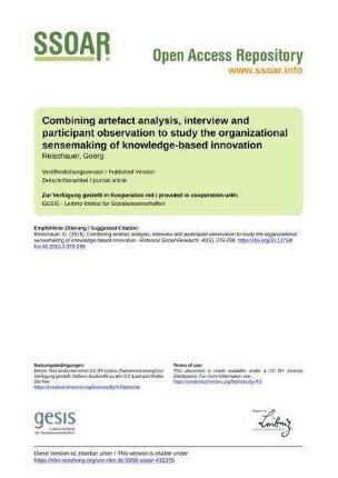 Combining artefact analysis, interview and participant observation to study the organizational sensemaking of knowledge-based innovation