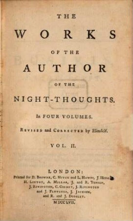 The Works Of The Author Of The Night-Thoughts : In Four Volumes, 2