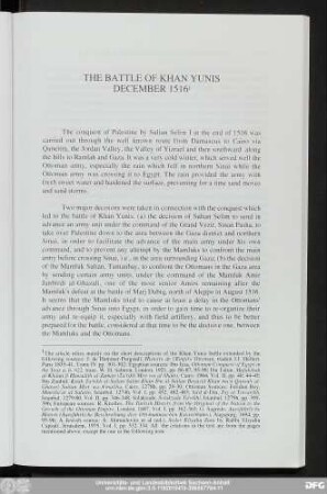 The Battle Of Khan Yunis December 1516
