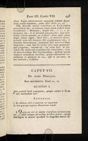 495-503, Caput VII. De sexto Praecepto.