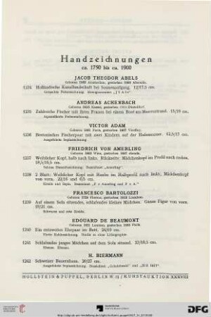 Handzeichnungen ca. 1750 bis ca. 1900 (Nr. 1234-1454)