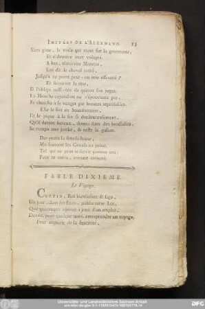 Fable Dixieme. Le Voyage.