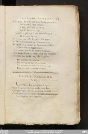 Fable Dixieme. Le Voyage.