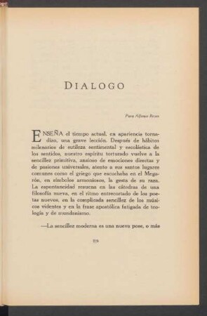 Diálogo : Para Alfonso Reyes