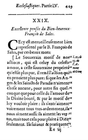 XXIX. Excellente pensée du Bien-heureux François de Sales