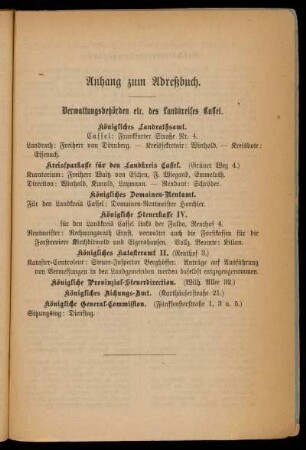 Anhang zum Adreßbuch