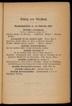 Anhang zum Adreßbuch