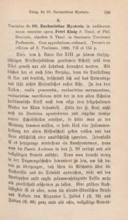 159-162 [Rezension] Einig, Peter, Tractatus de SS. Eucharistiae Mysterio