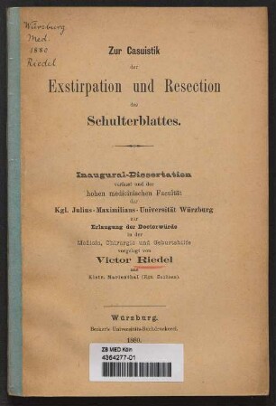 Zur Casuistik der Exstirpation und Resection des Schulterblattes