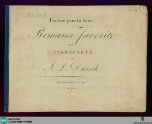 Partant pour la syrie : romance favorite; pour le pianoforte