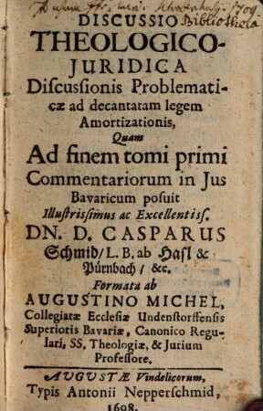 Discussio theologico-iuridica discussionis problematicae ad decantatam legem amortizationis