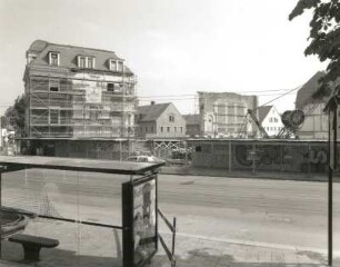 Dresden-Strehlen, Kreischaer Straße 2. Baustelle "Strehlener Hof". Blick von Südwest über die Lockwitzer Straße