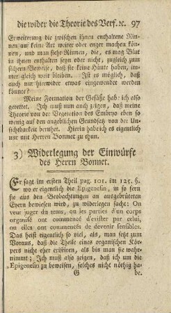 3. Widerlegung der Einwürfe des Herrn Bonnet.