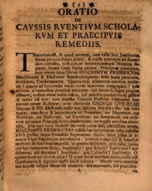 De causis ruentium scholarum et praecipuis remediis oratio