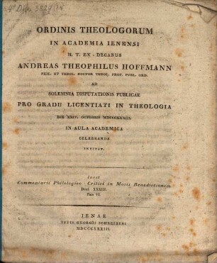 Commentarii philologico-critici in Moris benedictionem Deut. XXXIII. Pars VI.