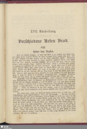 XVII. Abtheilung. Verschiedene Arten Brod