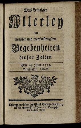 Den 24. Julii 1753. Dreyßigstes Stück.