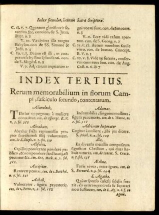 Index Tertius ...