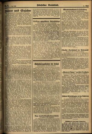 Zweite Ausgabe vom Mittwoch, den 01. Juli 1936.