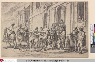 [Der verlorene Sohn verlässt das Haus seines Vaters; The prodigal son leaving his father's house]