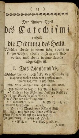 Der Andere Theil des Catechismi enthält die Ordnung des Heils.