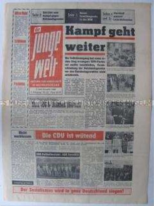 Propagandazeitung aus der DDR für die Jugend in der Bundesrepublik u.a. zu den geplanten Notstandsgesetzen in der Bundesrepublik