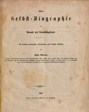 Meine Selbst-Biographie ... von Josef Wissmayr