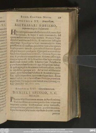 Epistola XX. Bruxellam. Balthasari Robiano, Supremo Belgicae Thesaurario.