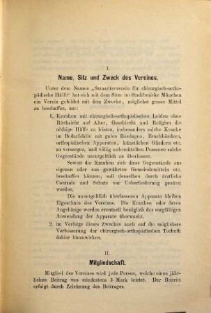 Satzungen des Samaritervereines für chirurgisch-orthopaedische Hülfe anerkannter Verein in München