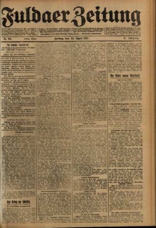 Erste Ausgabe vom Freitag, den 30. April 1915.
