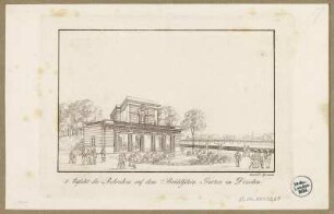 Das Dritte Belvedere auf der Brühlschen Terrasse in Dresden von Südosten, Radierung um 1820 : Ansicht des Belvedereauf dem Brühlschen Garten in Dresden / bei C. F. Sprinck. - [Dresden] , [ca. 1820]. - 1 Kunstblatt : kolorierte Radierung ; 12,6 x 8,3 cm