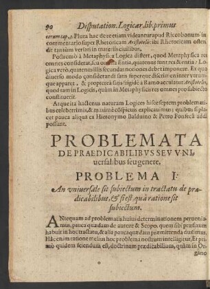 Problemata De Praedicabilibus Seu Universalibus seu genere.