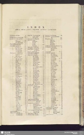 Index ordinum, tribuum, generum, subgenerum, specierum et synonymorum