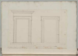 Fenster, Aufrisse : Fenster, Aufrisse, unbekannter Zeichner, 1. Hälfte 18. Jh. Feder/Papier. 27,2 x 41 cm. Maßstab mit Maßeinheit "Palm." (15 Spannen=22,2 cm).