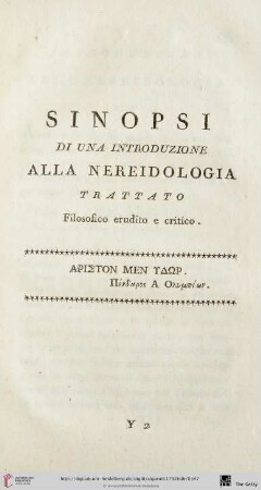 Sinopsi di una introduzione alla Nereidologia