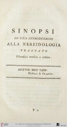 Sinopsi di una introduzione alla Nereidologia